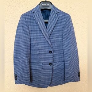 Michael Kors Boys Mini Check Classic Sport Suit Jacket in Blue/Gray - 8R